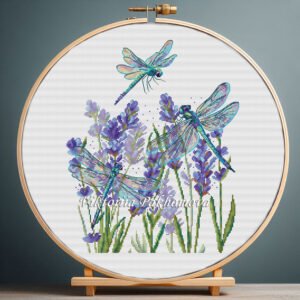 Lavender Dragonfly Cross Stitch Pattern PDF