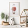 167 Framed elephant and bunny birth announcement cross stitch featuring personalized name, date and stats for nursery décor.