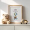 Teddy Bear Balloon Cross Stitch Pattern  Personalized Baby Birth Announcement Nursery Decor PDF