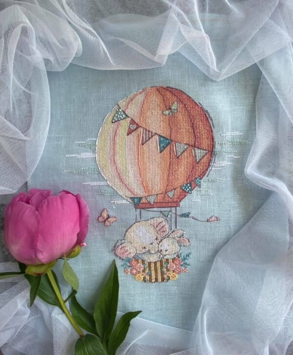 200417446_483943749504587_5029107585388836809_n finished embroidery of bbay bunny and elephant on balloon