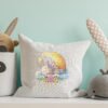 mock up pillowcase with sleeping bunny cross stitch pattern as nursery decor
