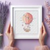 33 Framed elephant and bunny cross stitch for nursery decor