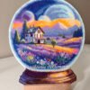 IMG_4978 Lavender Glass Ball Landscape Cross Stitch Pattern Summer House Embroidery In Snow Globe PDF