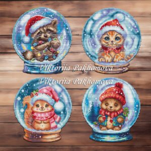 Snow Globe Woodland Animals Cross Stitch Pattern Bundle PDF