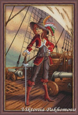 Female Pirate Cross Stitch Pattern PDF
